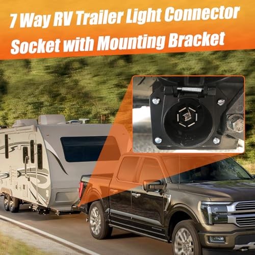 7 Way RV Trailer Light Connector Socket 7 Pin Wire Electrical Trailer Adapter