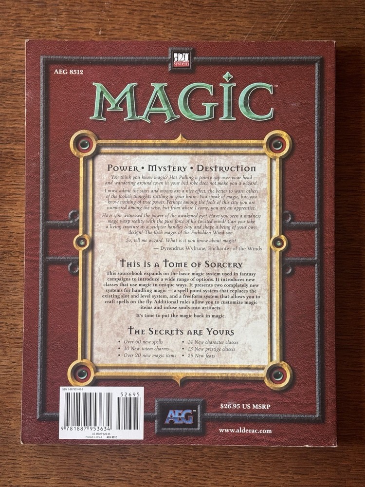 MAGIC AEG D20 D&D Dungeons & Dragons RPG Third Edition Book Softcover
