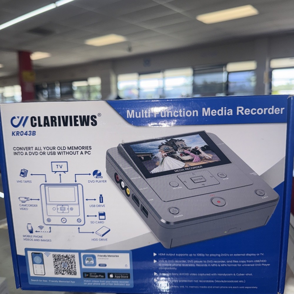 CLARIVIEWS Multi-Function Media Recorder, VHS to Digital - KR043B New Open Box