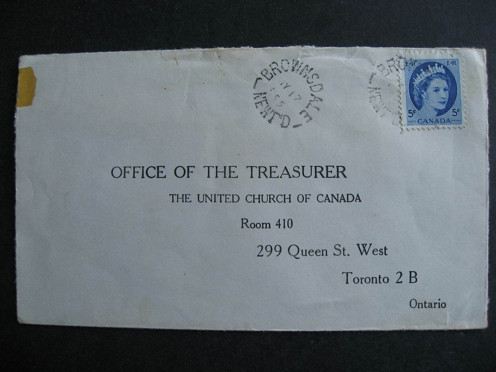 Newfoundland Brownsdale split ring cancel on cover opened on 3 sides