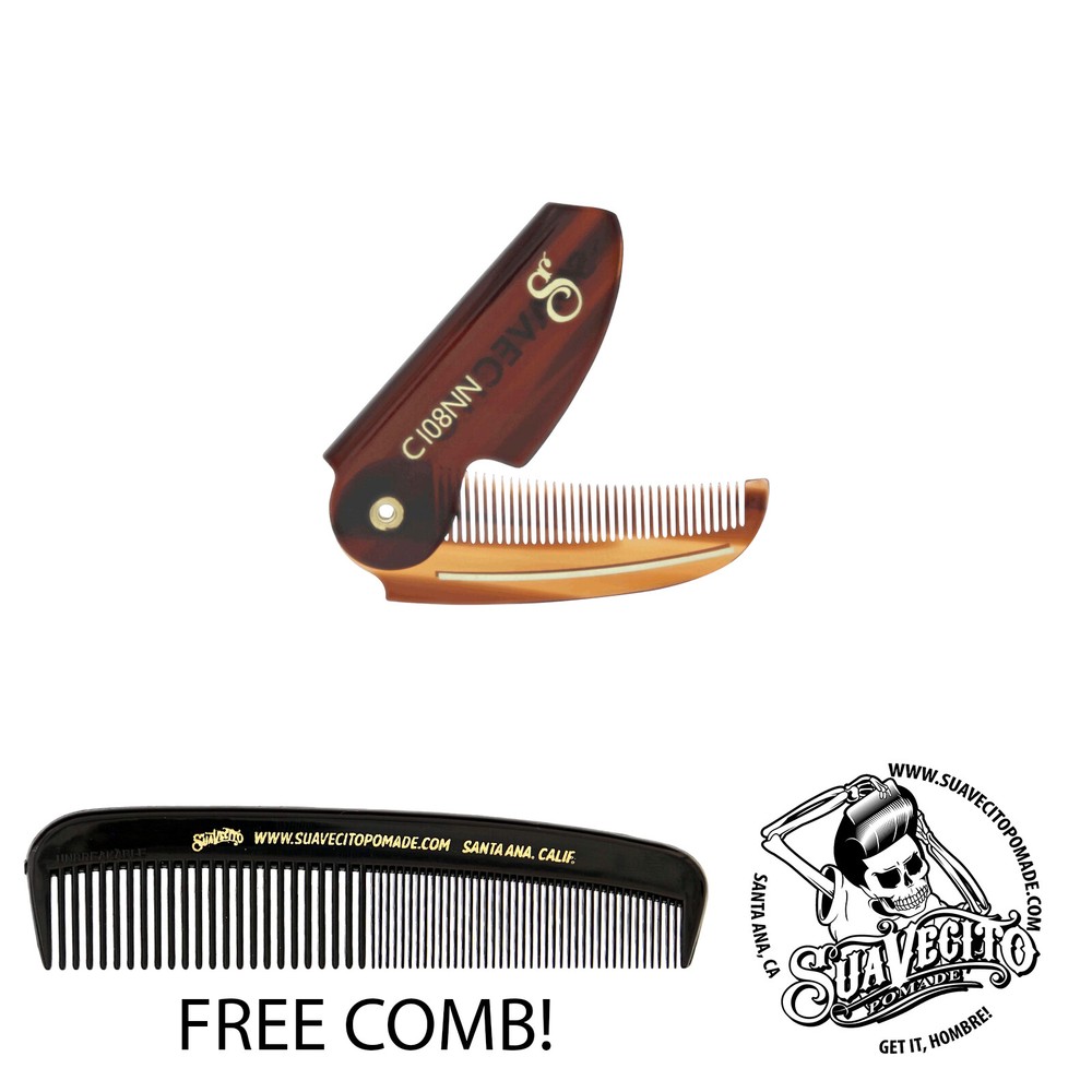 Suavecito Deluxe Folding Mustache Comb - Amber