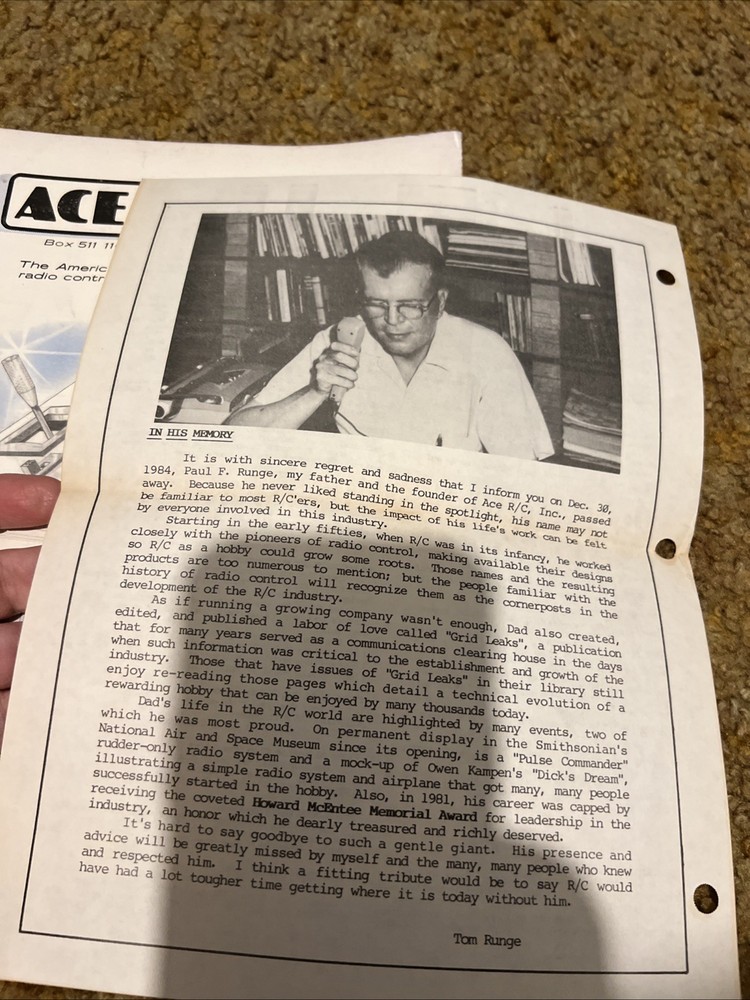 ACE Sport R/C Inc. 1985 Catalog