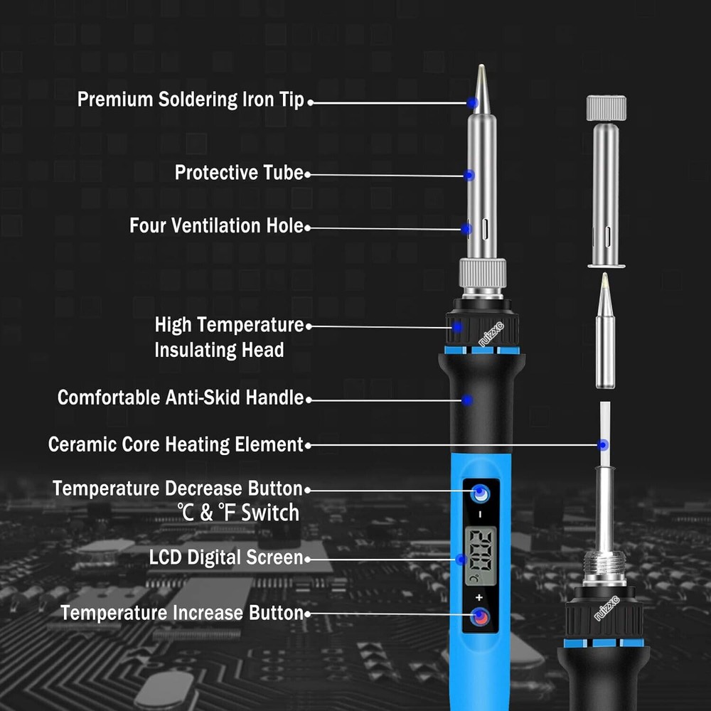 80W Soldering Iron Kit Electronics Welding Irons Solder Tools Adjustable Wire US
