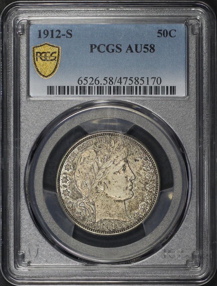 1912-S Barber Half Dollar PCGS AU-58