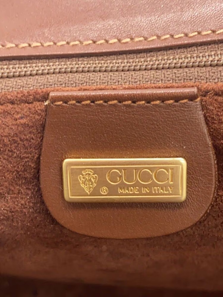 GUCCI Shoulder Bag Leather BRW Solid
