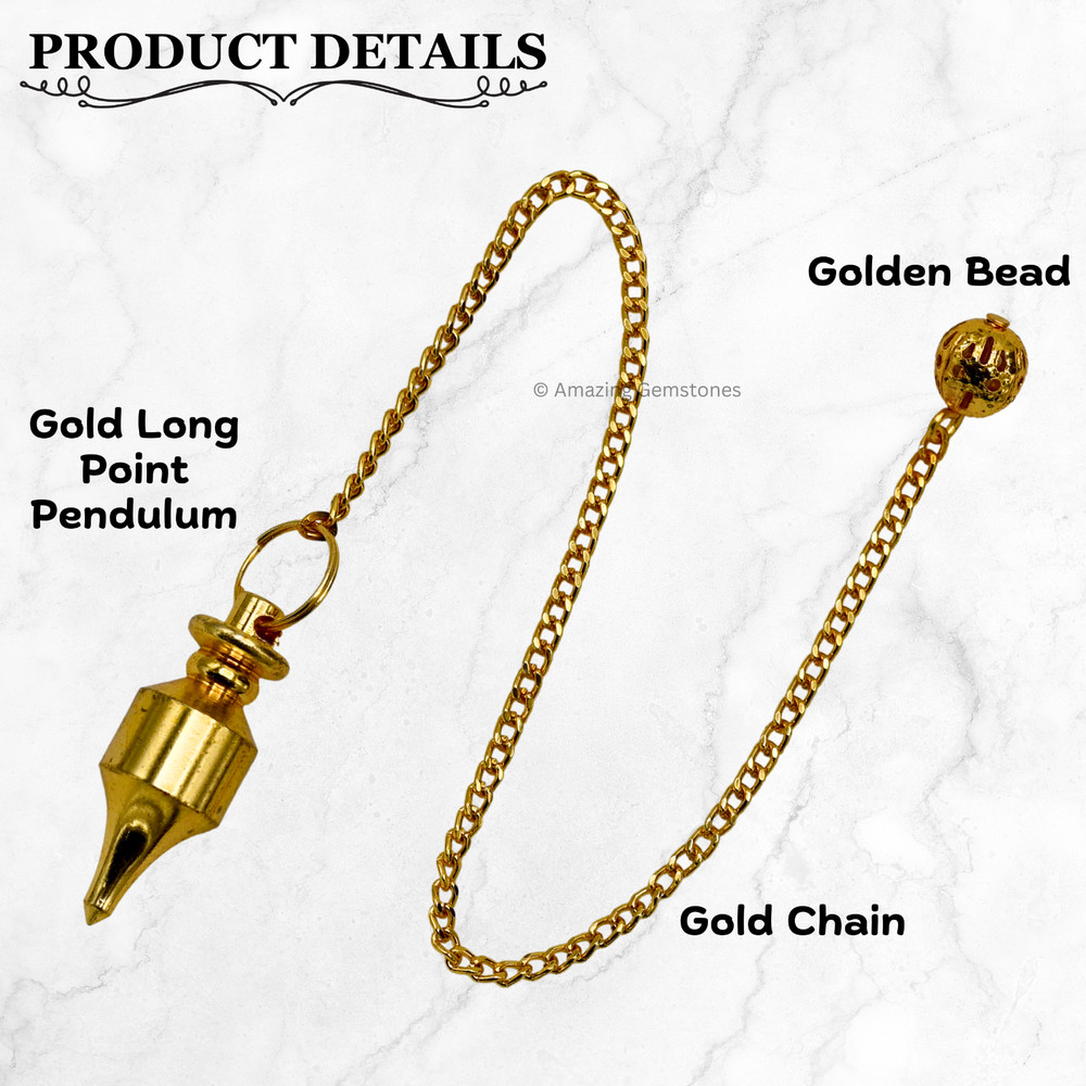 Gold Long Point Steel Copper Pendulum for Divination