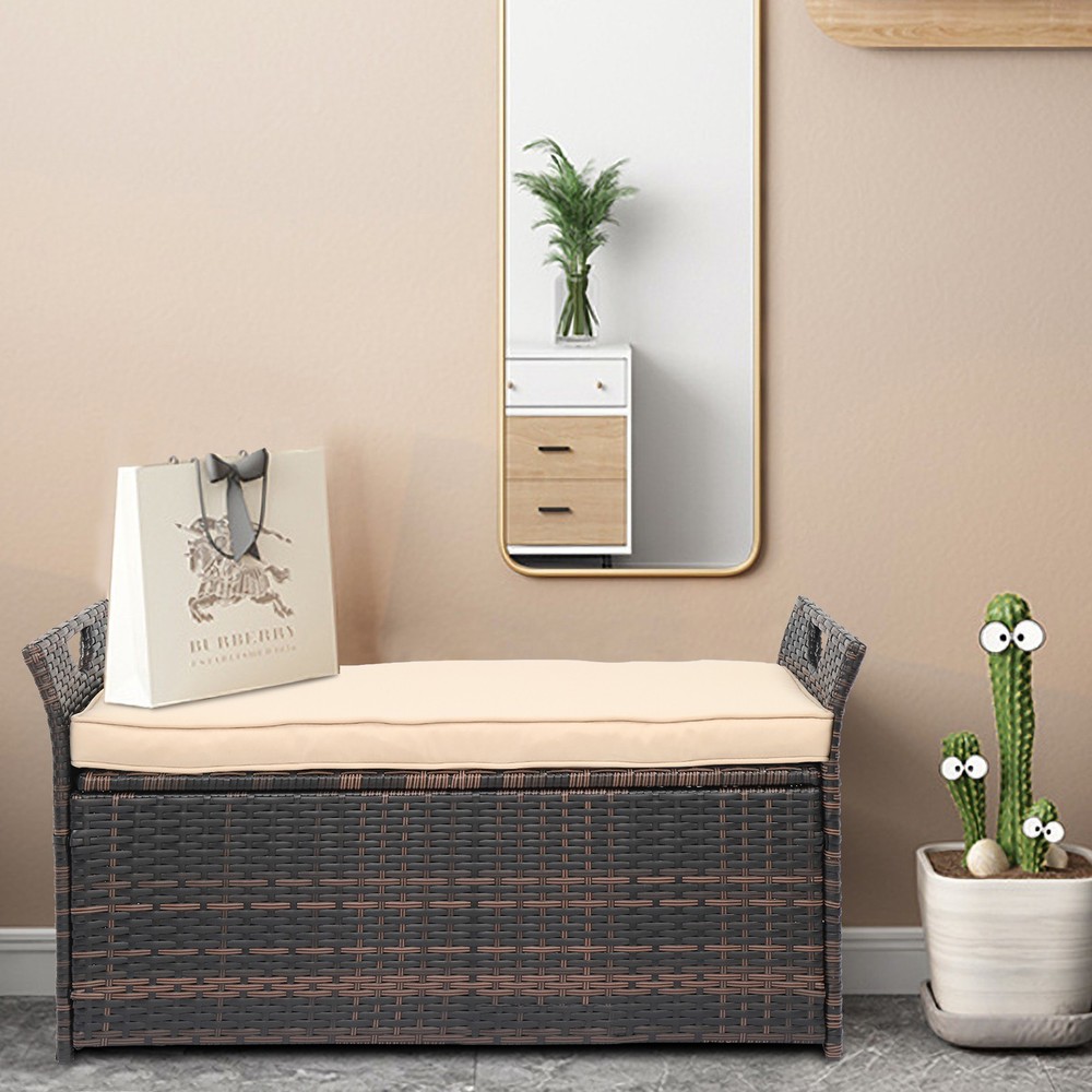 USA Warehouse,Frame Can Accommodate Gradient Footstool Locker Rattan Locker