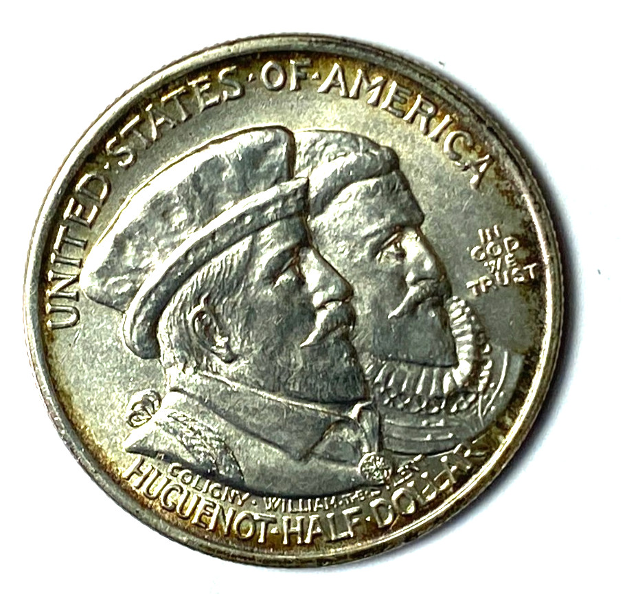 1924 50c Huguenot Commemorative Silver Half Dollar Uncirculated