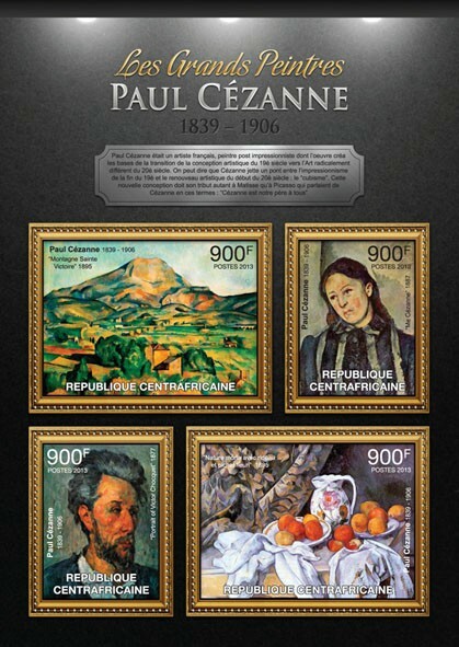 Centrafrique 2013 MNH - PAUL CEZANNE. Michel Code: 3952-3955