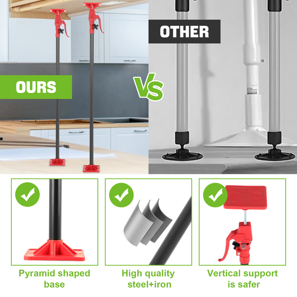 Cabinet Jack Support Pole, 45"-114" Third Hand Tool, Adjustable Support Pole 2PC