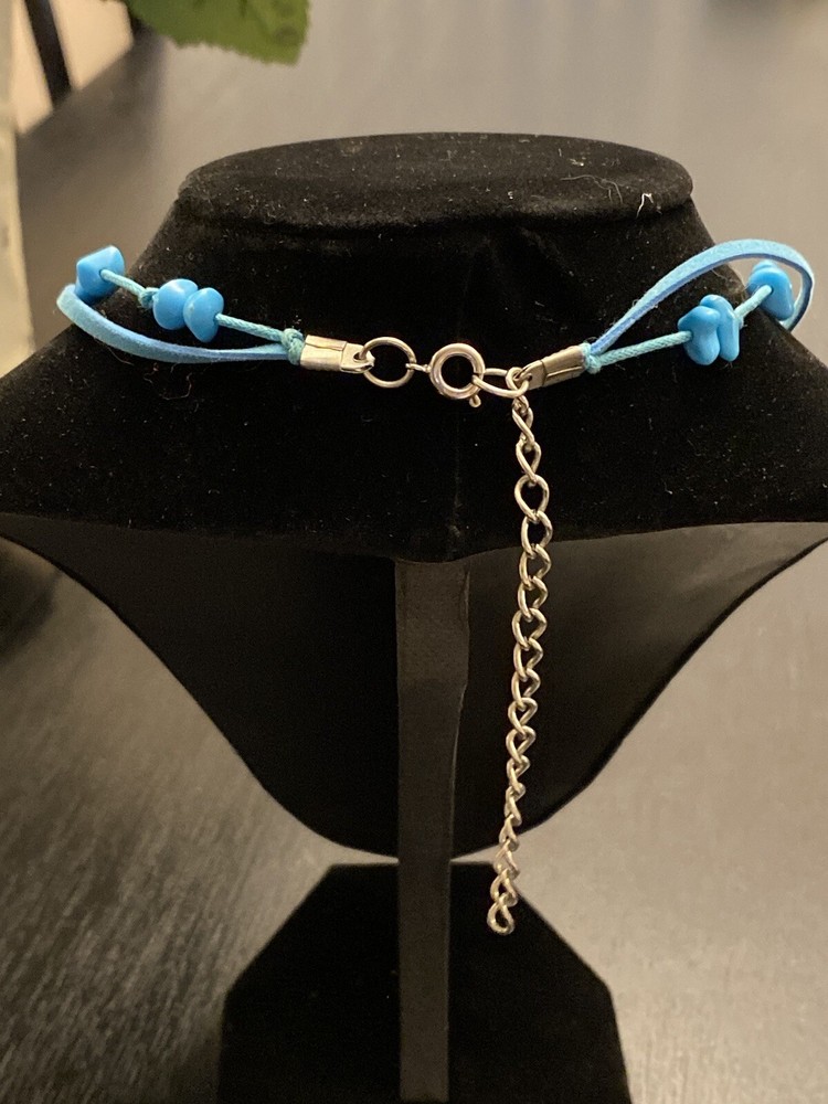 Handmade Blue Beaded and Shell Pendant Necklace