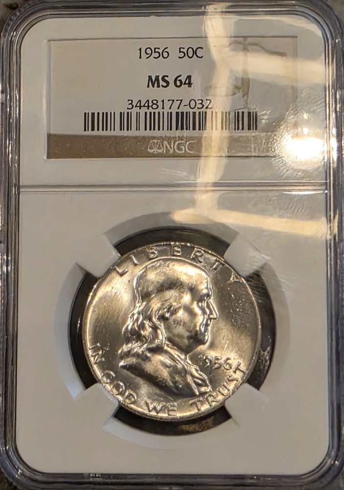 1956 Franklin Half Dollar NGC MS 64 Silver
