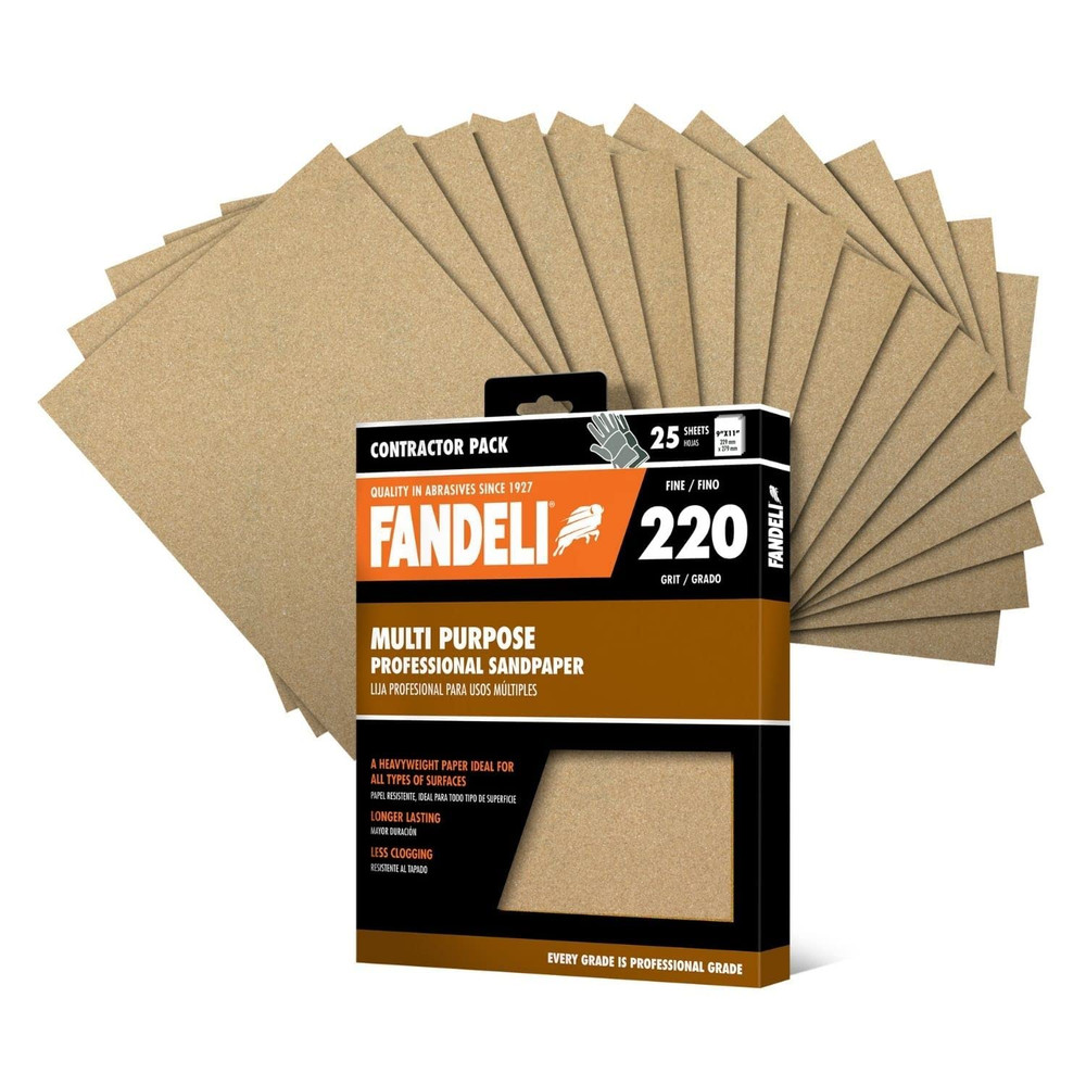 36027 220 Grit Multipurpose Sandpaper Sheets, 9" X 11", 25-Sheet