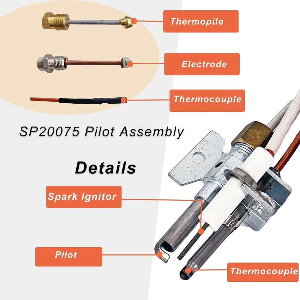 SP20075 SP20305A Pilot & Igniter Assembly Kit for GE Richmond Rheem Water Heater