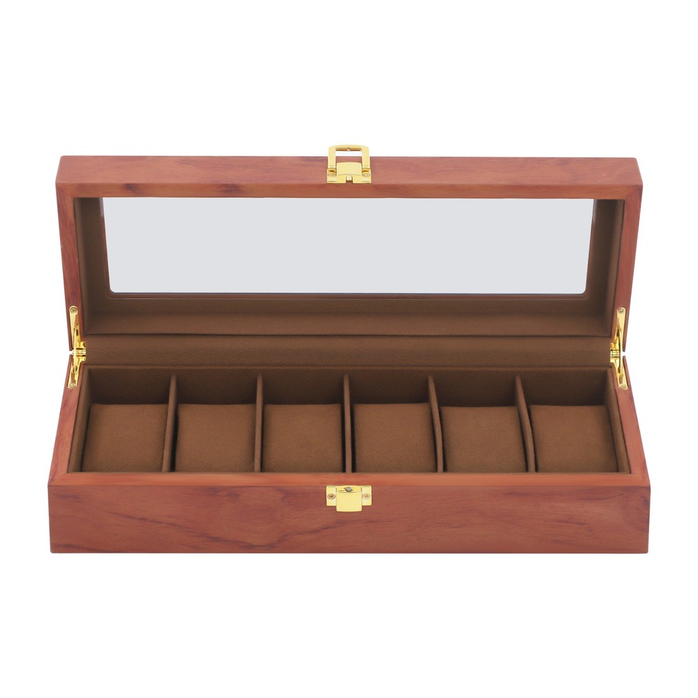 Watch Box, 6-Compartment Watch Box, 6-Compartment Watch Display Box Brown