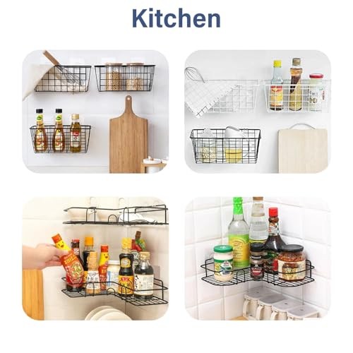 + 8 Pack Shower Caddy Adhesive Hooks Replacement, Strong Sticker Double Hooks