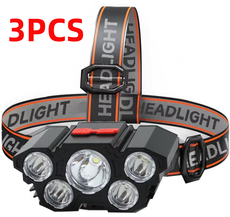 3PCS Headlight Torch LED Headlamp Work Light Bar Head Band Lamp USB Rechargeable