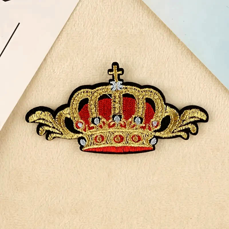 Multicolor Crown Embroidered iron on Patch 3 +3/4 x 1+7/8 inch