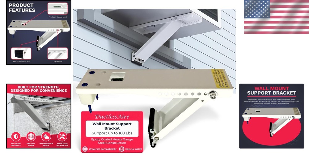 DA-160 Universal Wall Bracket for HVAC Systems - Epoxy-Coated, Durable Design
