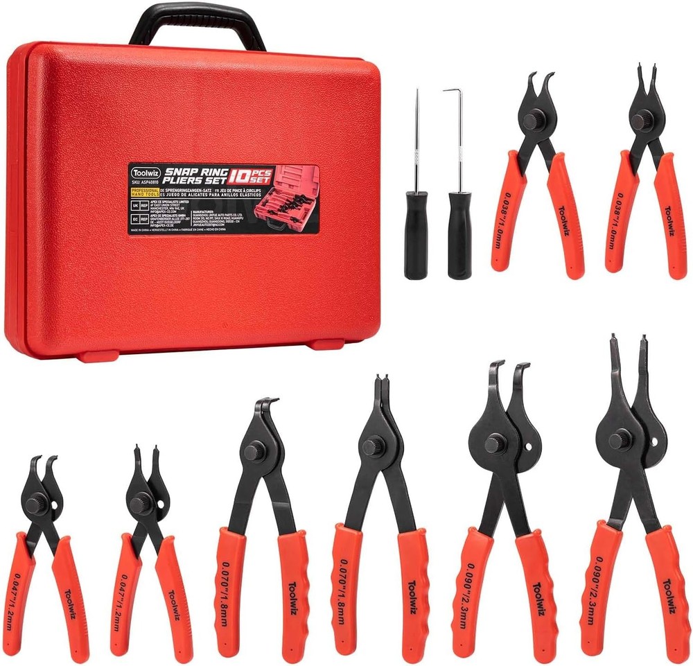 Snap Ring Pliers Set, 10 Pcs Internal & External Retaining Ring Circlip C Clip