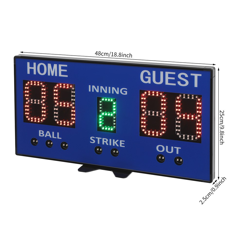 Electronic Baseball Scoreboard High-Light Digital Scoreboard w/ Remote Blue