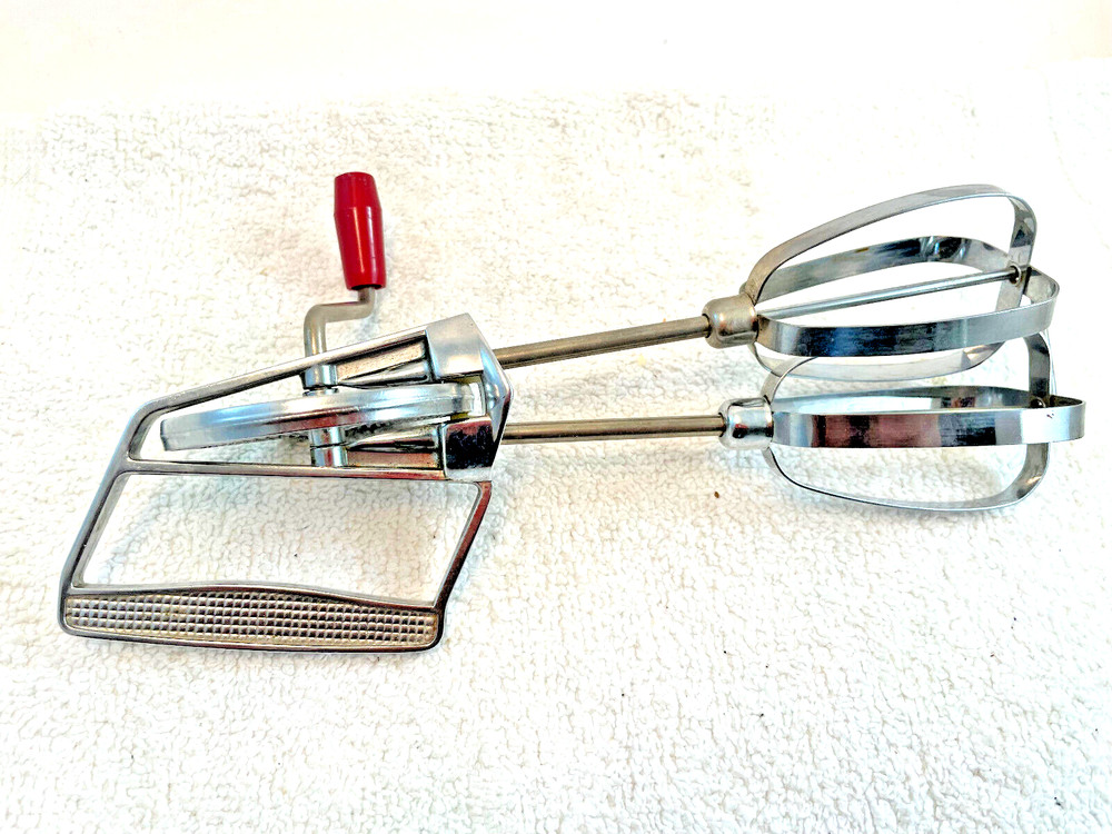 VTG Sky Line Stainless Egg Beater Red Plastic Handle Made in England