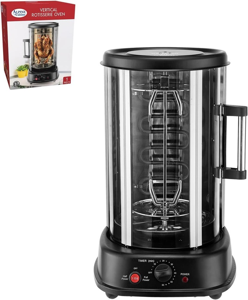 21L Vertical Grill Black With Auto Shut Off For Grilling Roasting & Baking