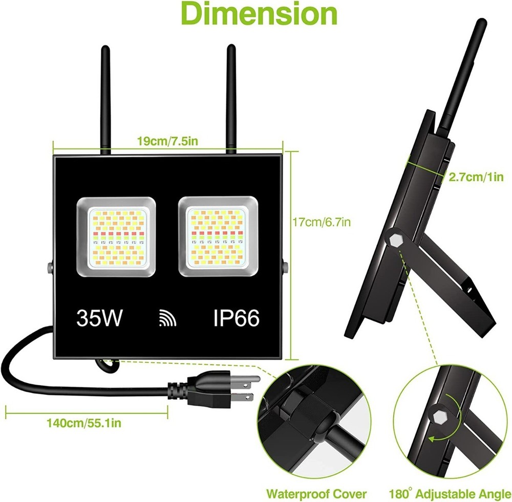 Smart LED 35W IP66 Flood Lights compatible with Alexa or Google Assistant (/R...