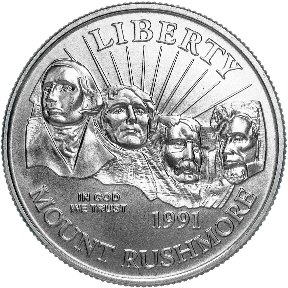 1991 D Mount Rushmore Bicentennial BU Commemorative Half Dollar Box & COA