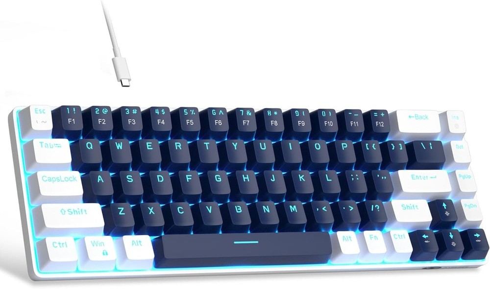 68 Keys Ergonomic Mechanical Keyboard with Blue Switch - Ideal for Gaming