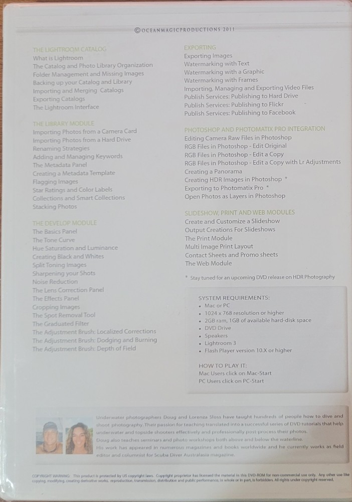 LIGHTROOM 3 For The Underwater Photographer. Sloss Mac/pc