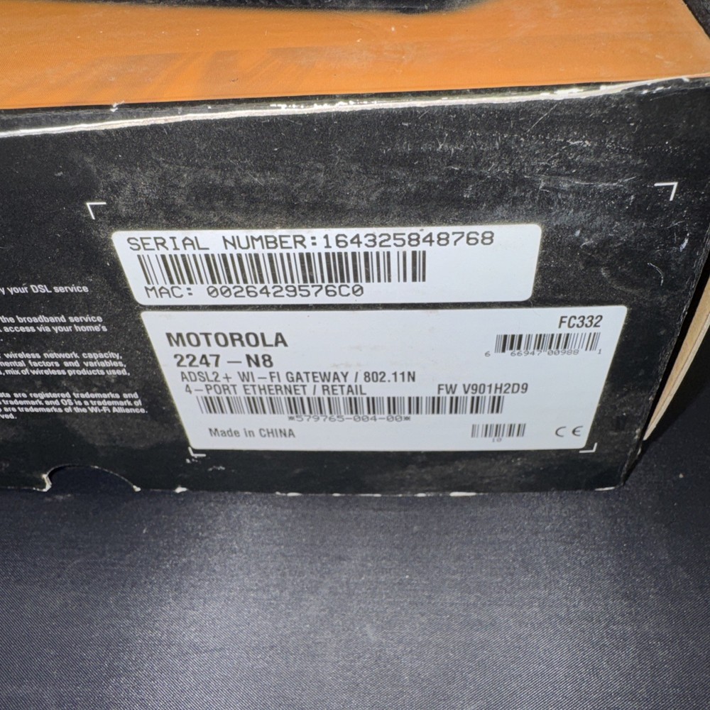 Motorola DSL Wi-Fi Gateway, 2274-N8