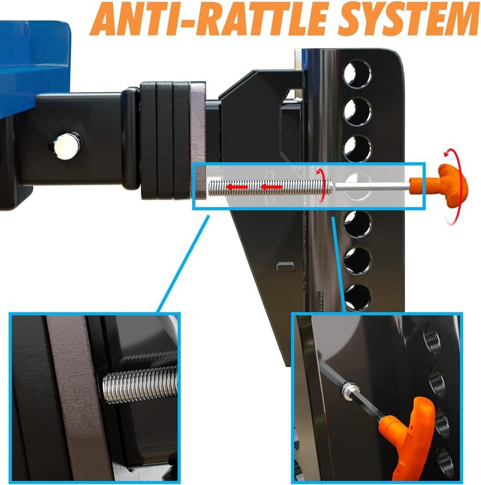 Adjustable Trailer Hitch 2 Inch Receiver 6 Inch Drop 20000lbs Capacity