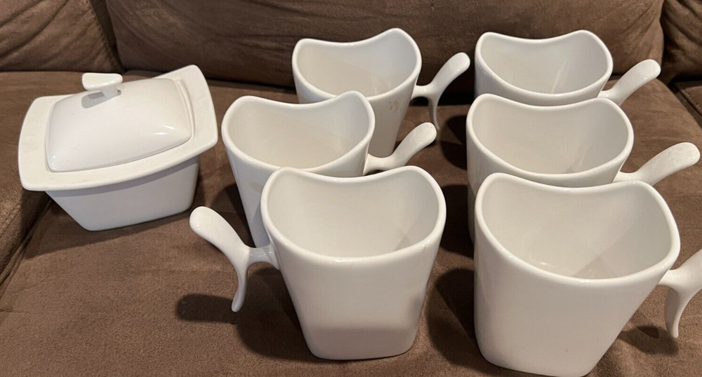 Pfaltzgraff White Cup Mug Swoop Pattern 4 1/4" 6 available