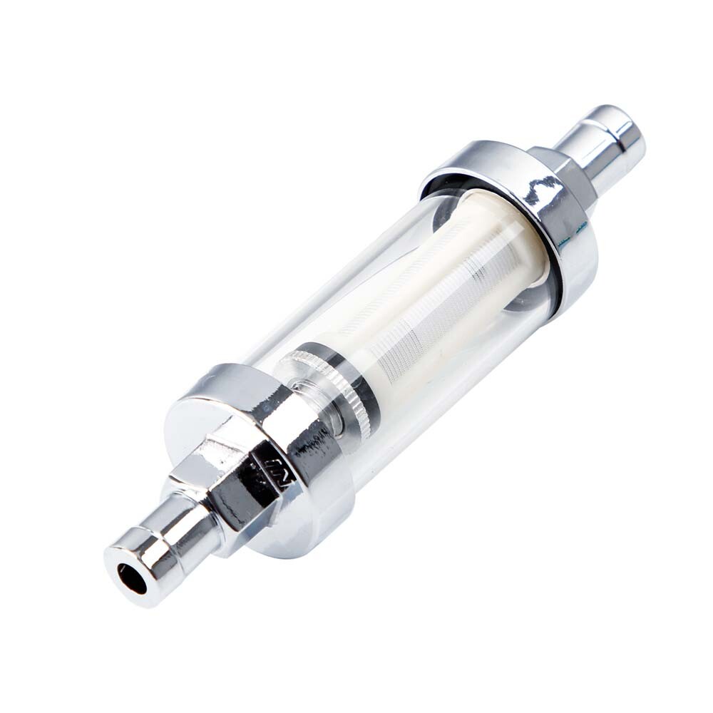 2Pack 9748 Universal Fuel Filter ​Clear View Inline 3/8" Chrome Hose Barb Petrol