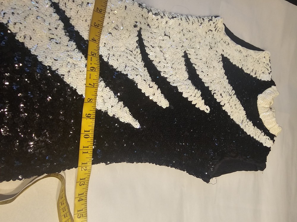 Black And White Sequin Unitard Jazz Dance Small/Medium