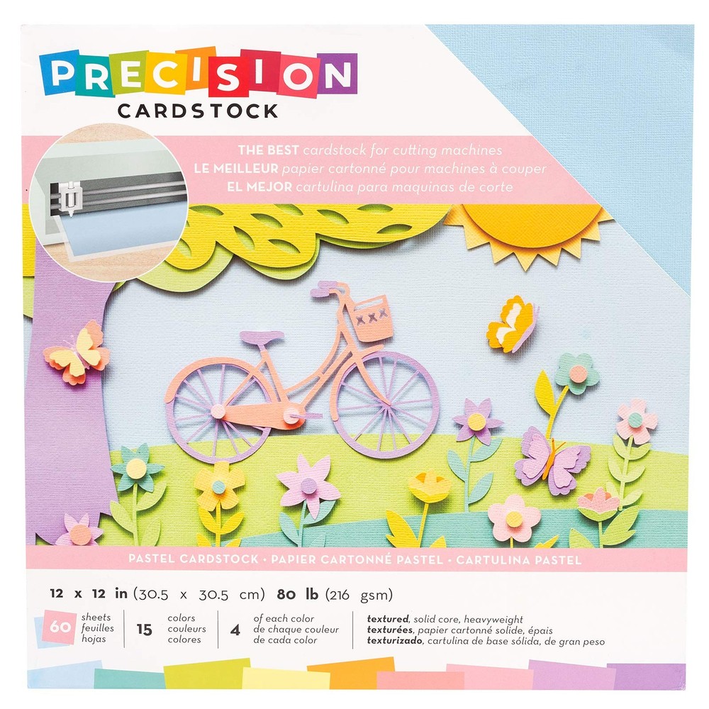 Precision Cardstock Pack 80lb 12"X12" 60/Pkg-Pastel/Textured