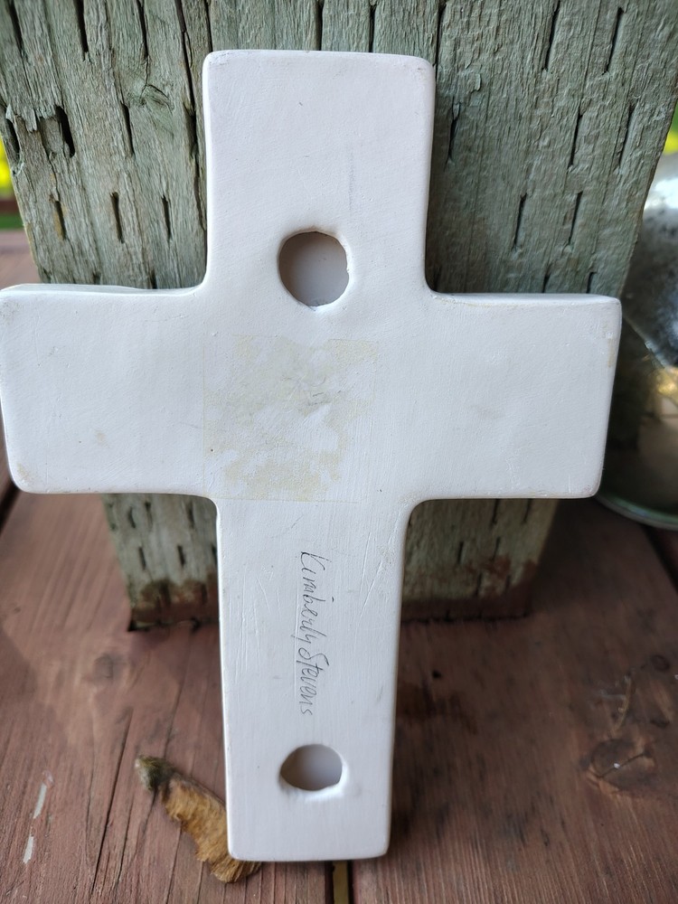 Ceramic Cross By Kimberly Stevens, Yellow Flowers