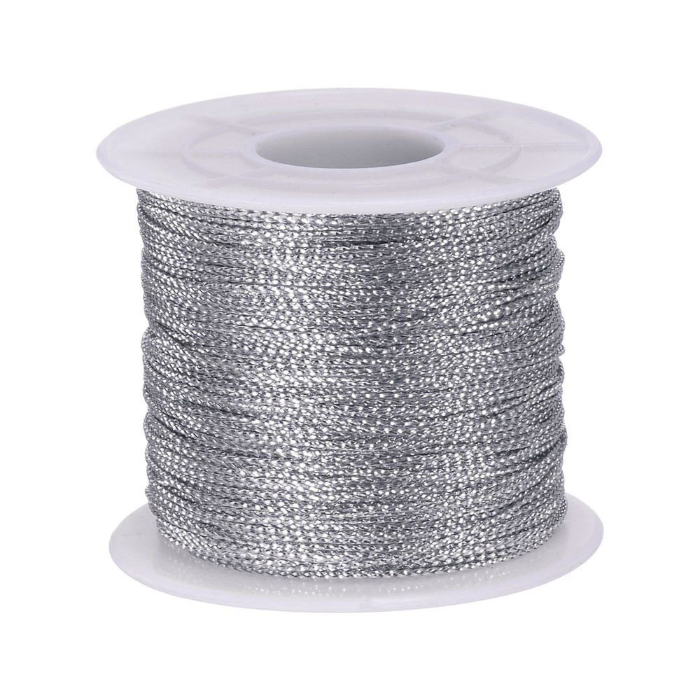 Metallic Cord 1mm 109 Yards Tinsel Rope Thread String, Silver