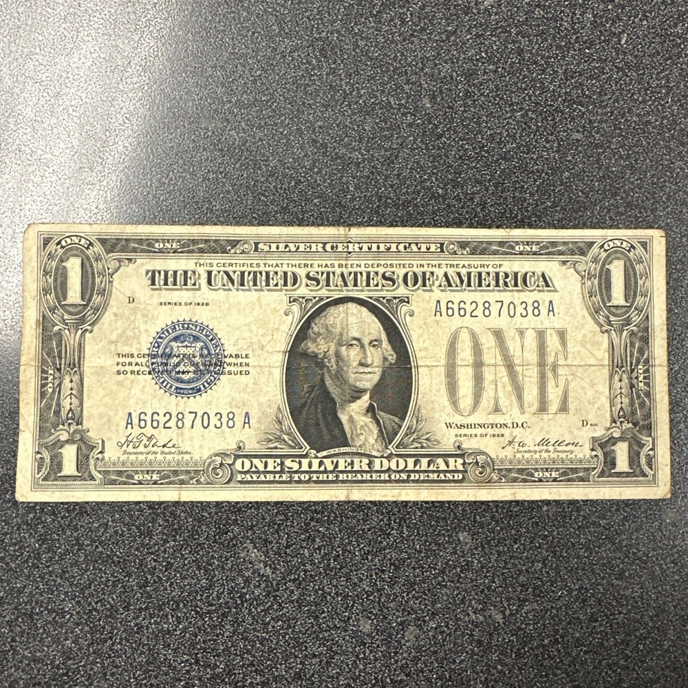 1928 A Funny Back $1 Silver Certificate Blue Seal