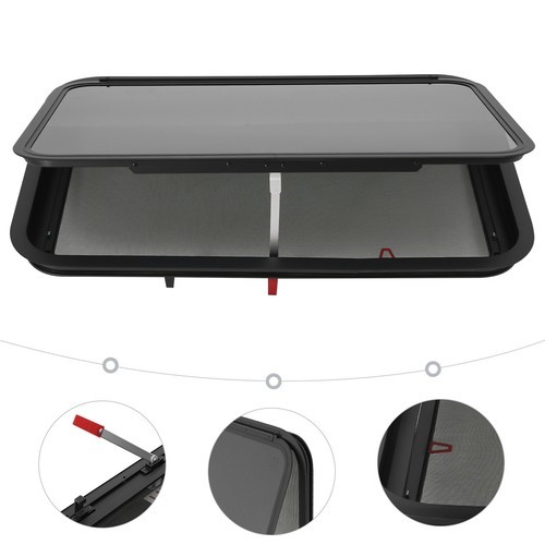 RV Window Push Out Glass Camper Exit Window Rectangular Venting Window 38-42mm
