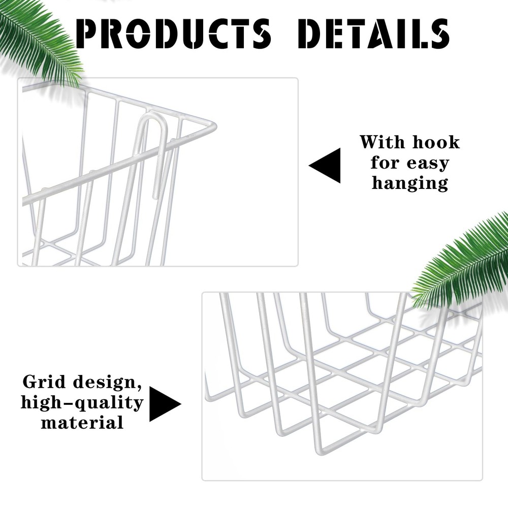 9 Pcs Wall Grid Hanging Basket Shelf Hooks Set Includes 3 Basket 3 Wire Strai...