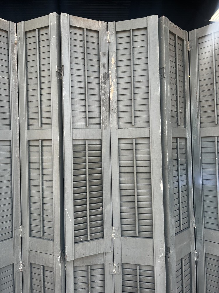 MASSIVE 8 panel shutter screen c1890 - 88” h x 75.5” wide - louvered & hinged