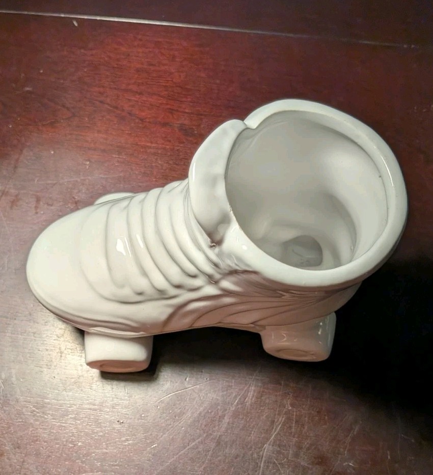 White Retro 80s Quad Roller Skate Planter Vase
