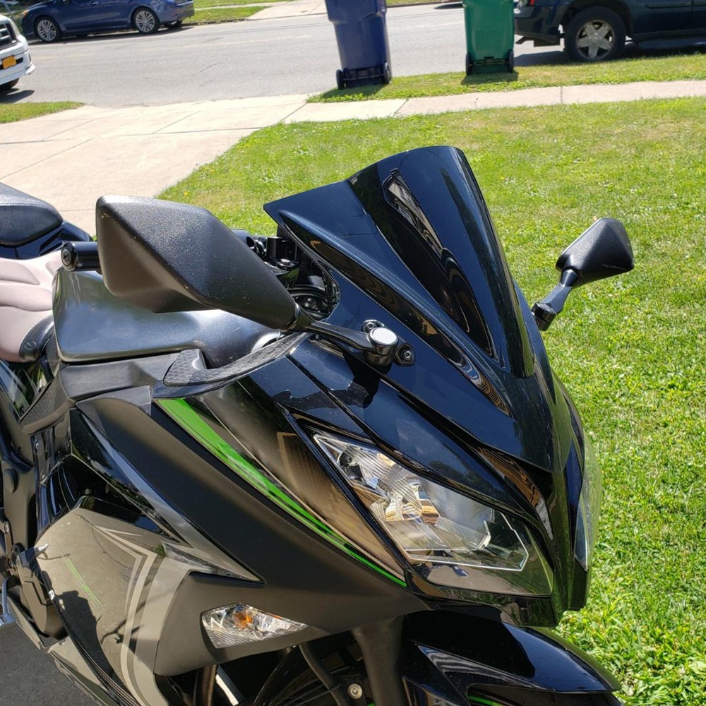 Black Double Bubble ABS Windscreen Windshield For Kawasaki Ninja 300 2013-2018