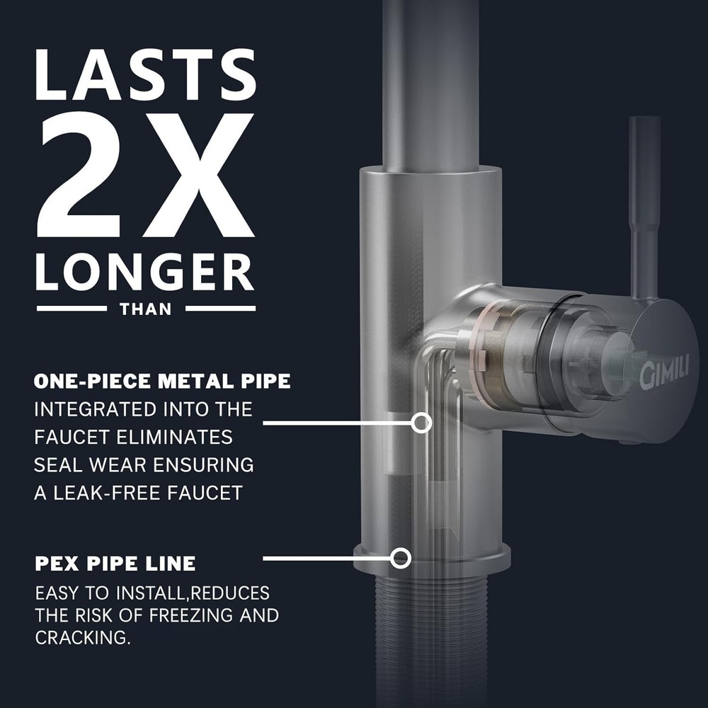 Sleek Black Faucet with 360 Swivel & Pull Down Sprayer