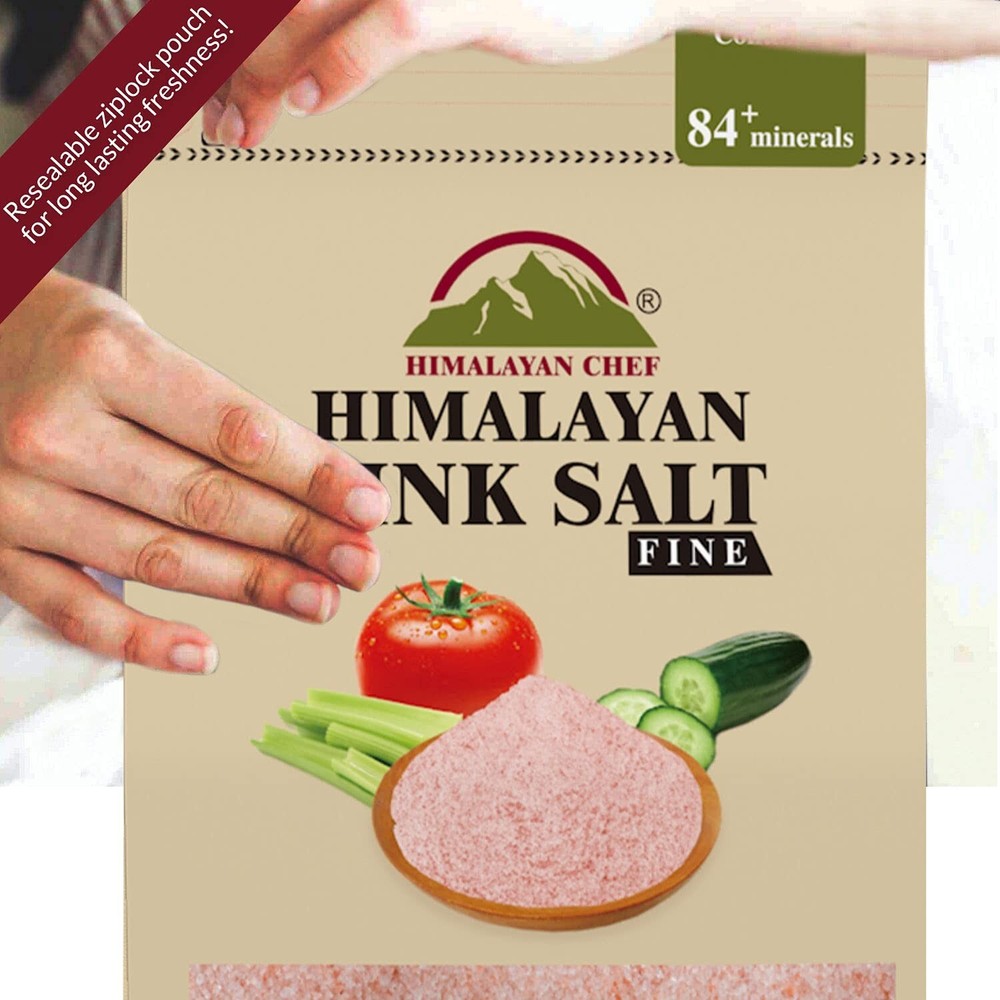 Pink Himalayan Salt, Fine Grain - 1 lbs (1 Pound Bag)