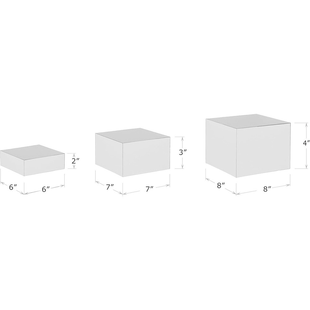 2 Pack Set of 3 Glossy Silver Acrylic Cube Display Nesting Risers Hollow Bottoms