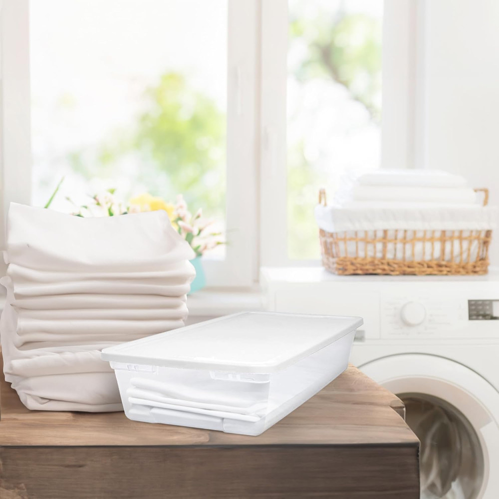 Large Clear Plastic Storage Bins with Lids, 41 Quart, 2-Pack, White
