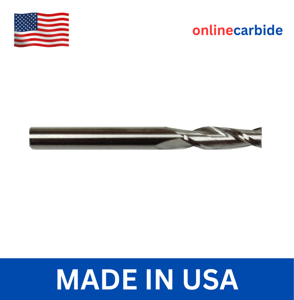 3/8" Solid Carbide End Mill – 2 Flute Long Center Cutting – CNC Milling USA Made